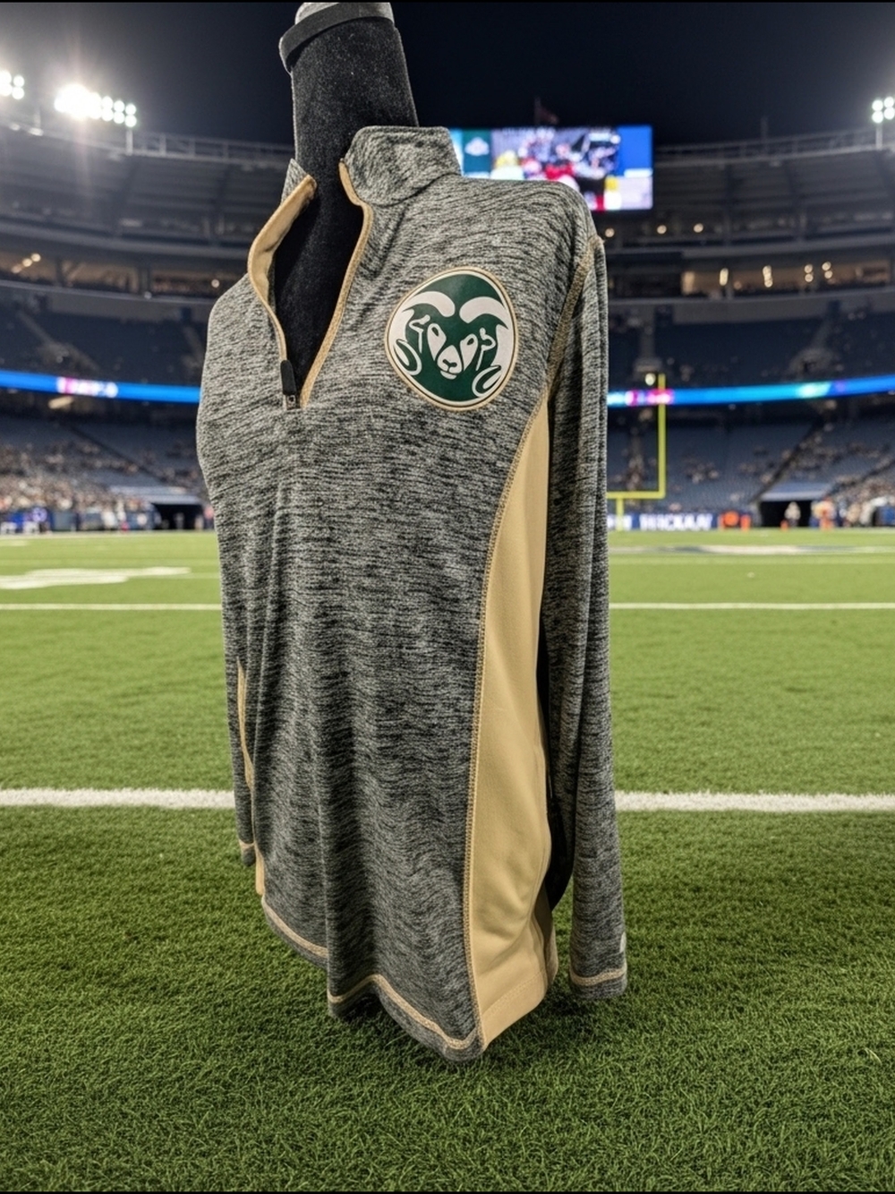 Russell Athletic Colorado State Rams Heather Gray Half Zip Pullover Sz S (015)